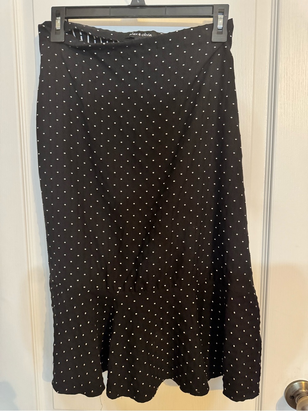 Alex & Olivia Black Polka Dot Midi Skirt